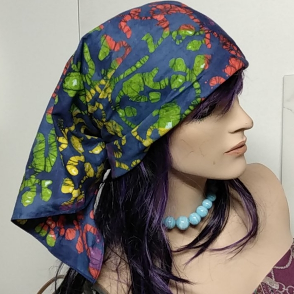 Trending  Now Oversized Batik Hair Scarf/ Bandana - Picture 1 of 11
